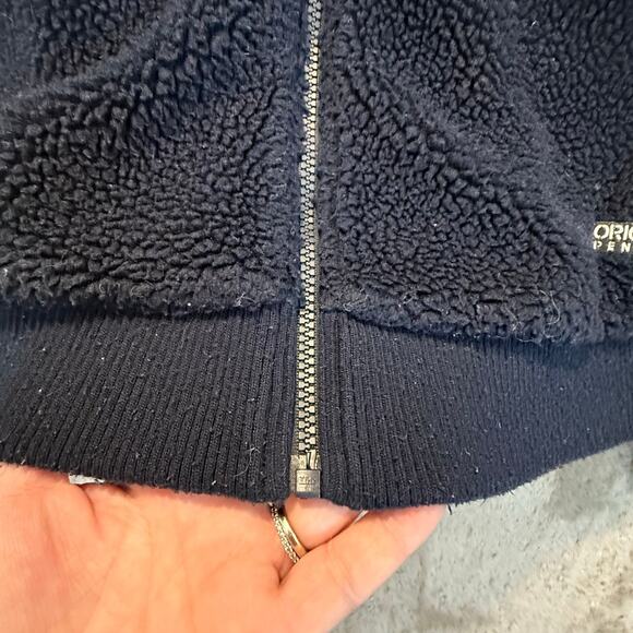 Original Penguin Men's Colorblock Fleece Full-Zip Bomber Jacket L Teddy Sherpa - Picture 7 of 12